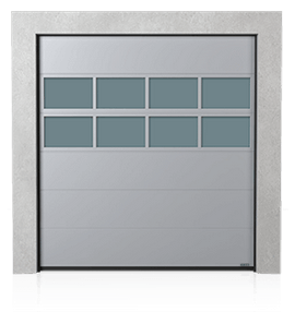 Sekčná priemyselná brána s hliníkovým preskleným panelom x2
