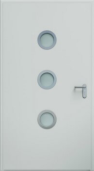 Dvere ECO BASIC, guľaté okienko 24 mm | RAL 7035