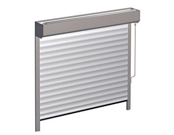 br 7 vrata s ochraným boxom pre plášť brány, ktorý sa navýja na hriadeľ vrát