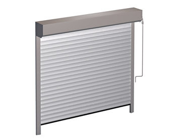 br 77 vrata s ochraným boxom pre plášť brány, ktorý sa navýja na hriadeľ vrát