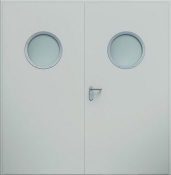 Dvojkrídlové dvere ECO, okrúhle okienko | RAL 7035
