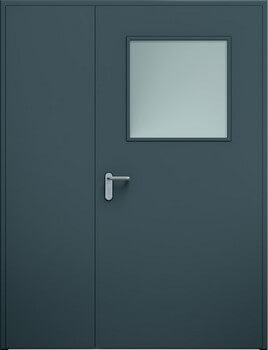 Dvojkrídlové dvere ECO nesymetrické, zasklenie | RAL 7016

